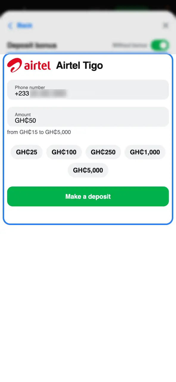 Choose a payment method, enter deposit amount, and confirm to fund your 1Win account.