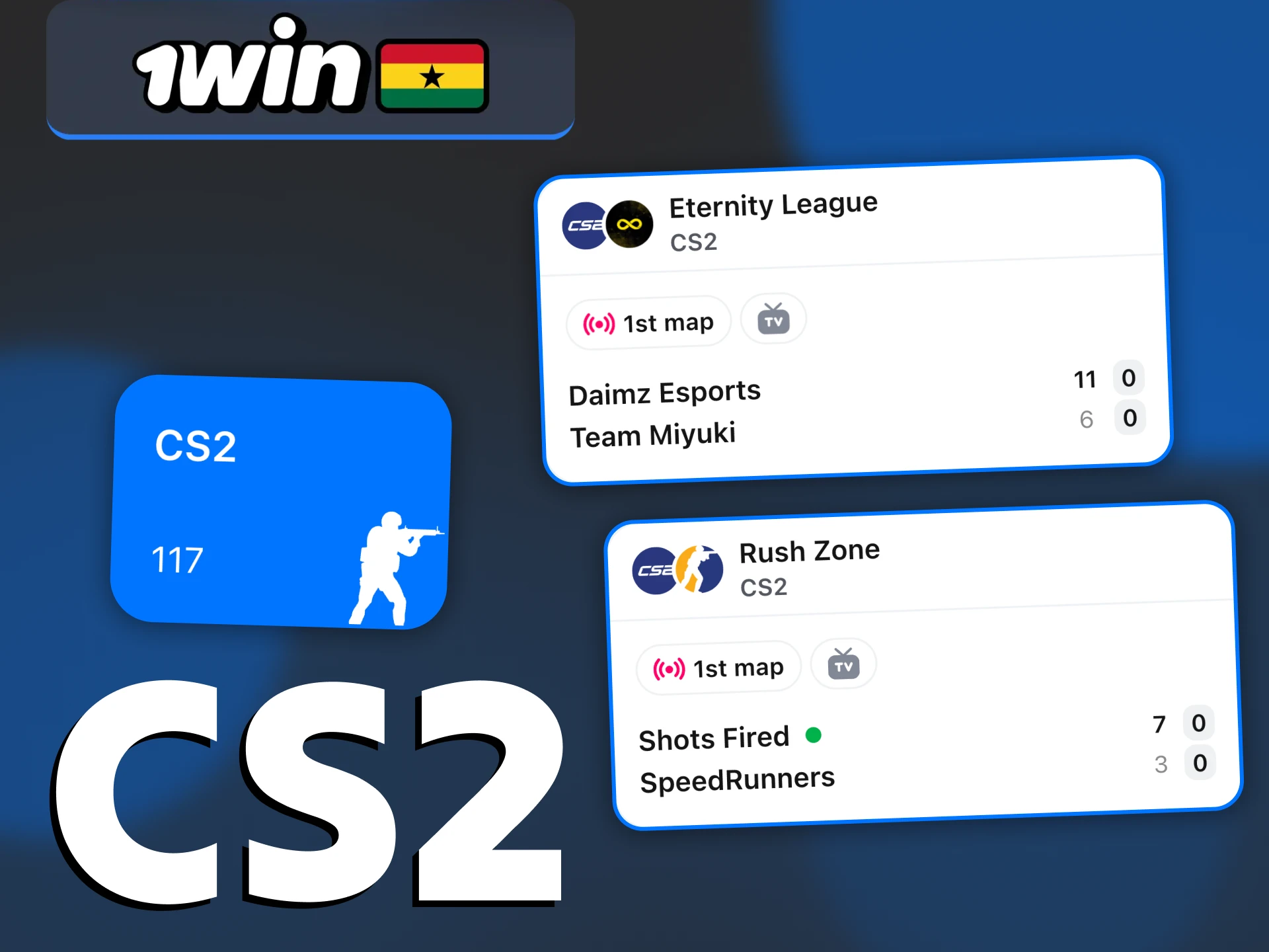 Place bets on CS2 matches and teams with 1Win platform.