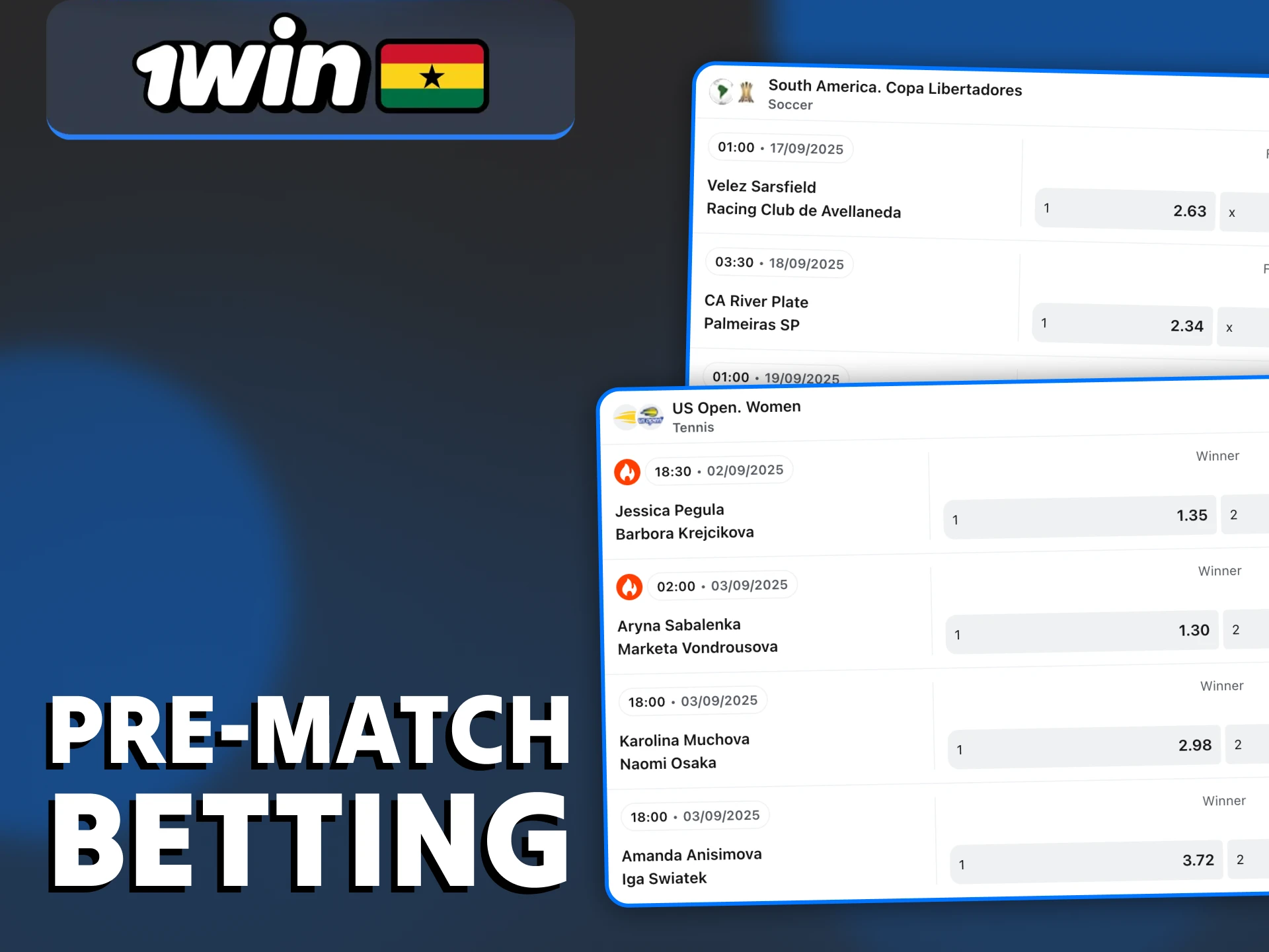 You can use pre-match betting at 1Win website.