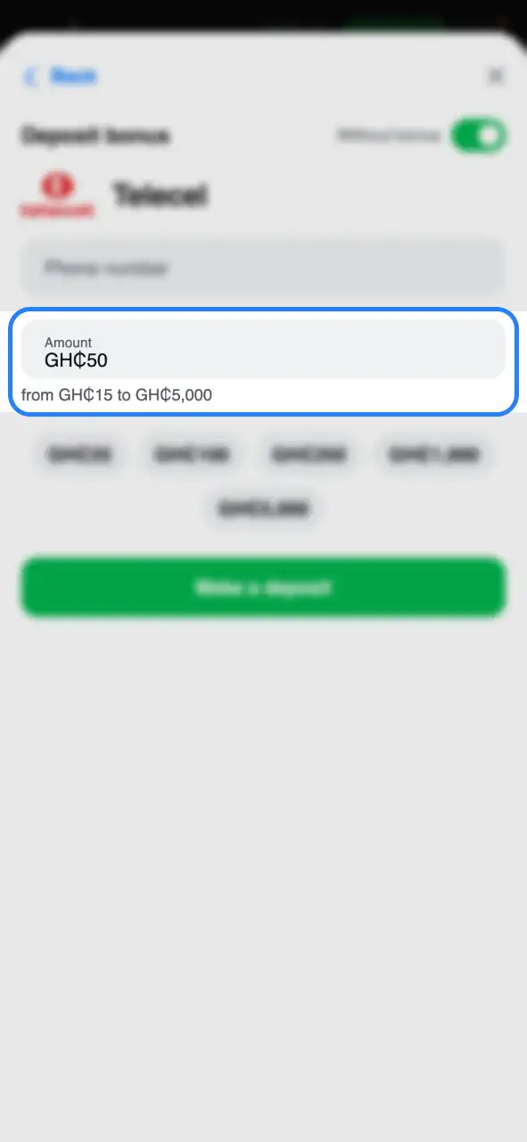 Select your preferred 1Win payment method and enter the deposit amount.