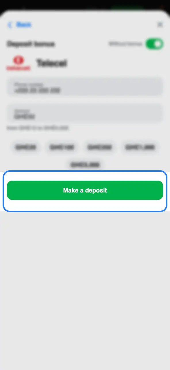 Click the Deposit button to confirm your 1Win payment.