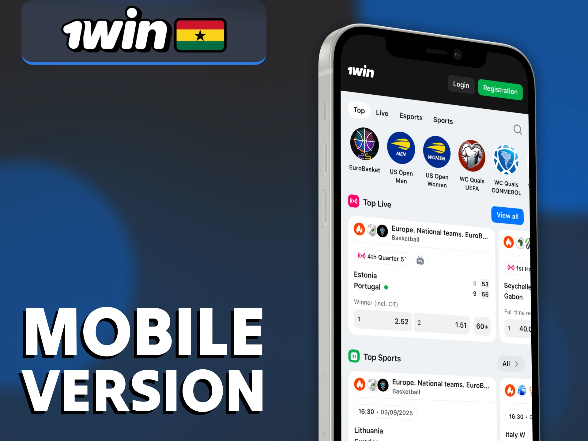 You can use the mobile version of 1Win site.