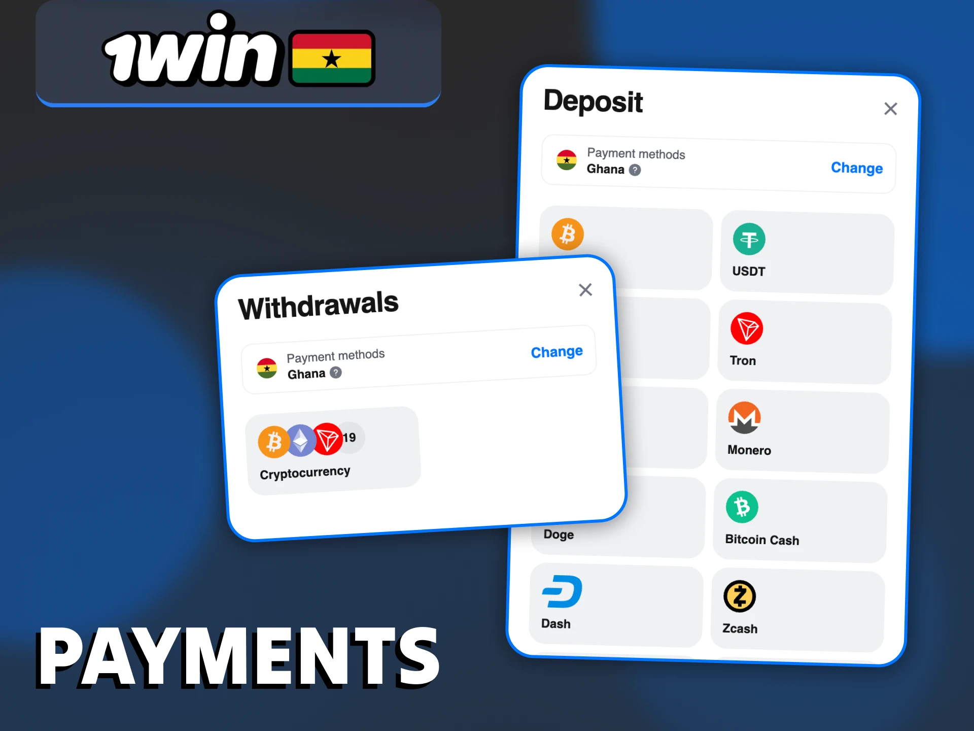 You can deposit and withdraw funds using 1Win app.
