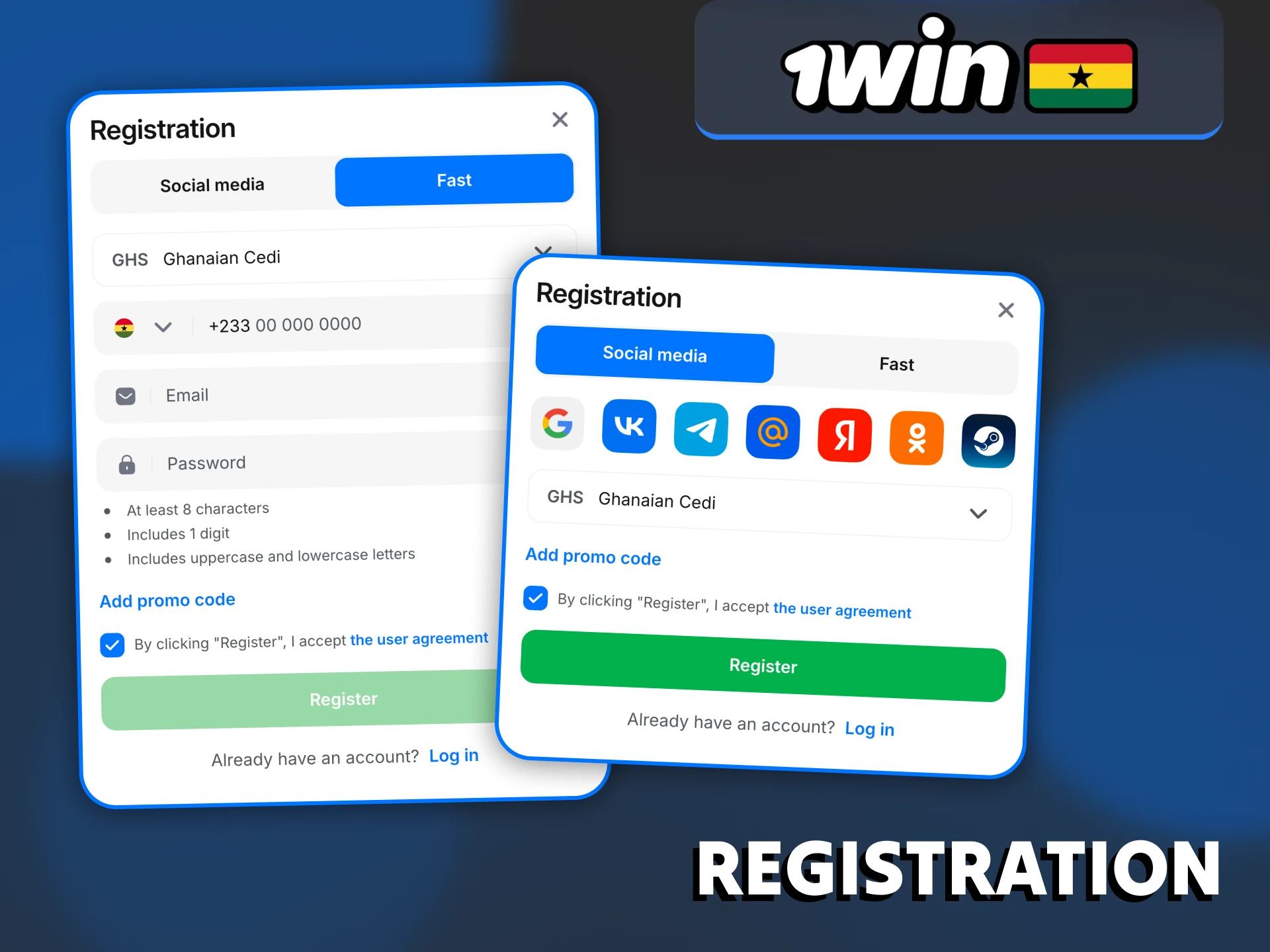 Create your 1Win account following these steps.