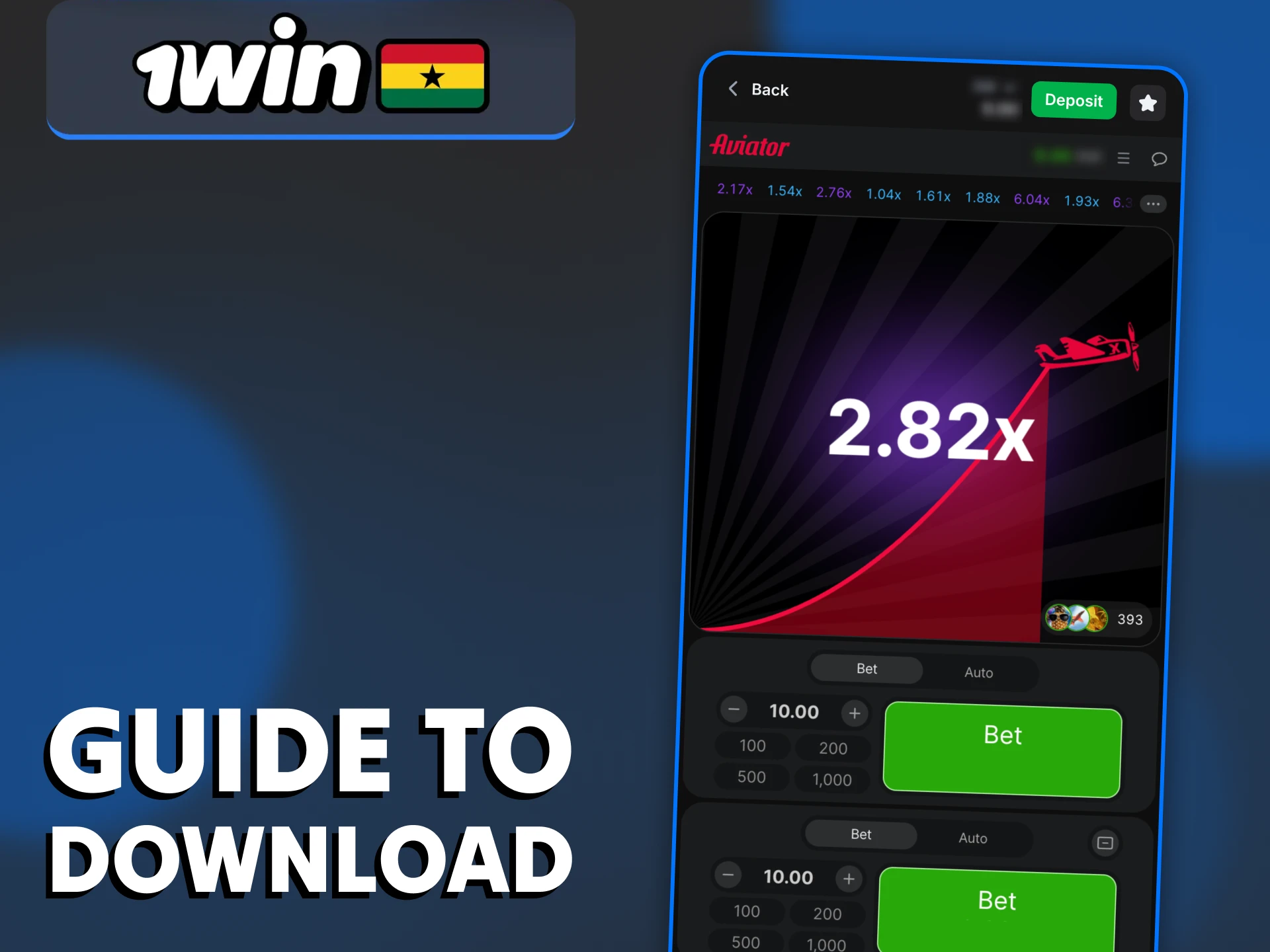 Launch Aviator directly on your smartphone with 1Win app.