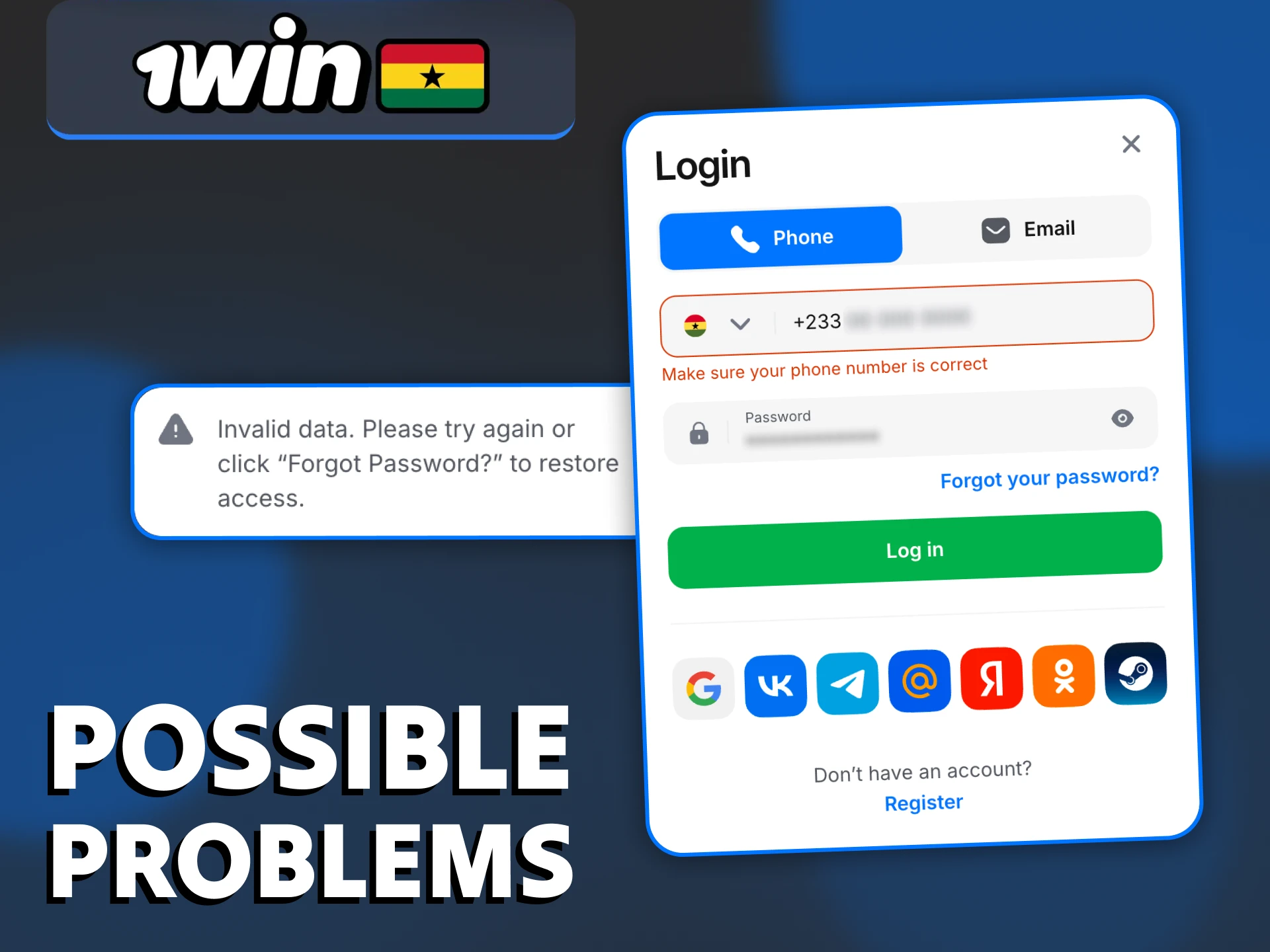 Meet some possible 1Win login account problems and solutions.
