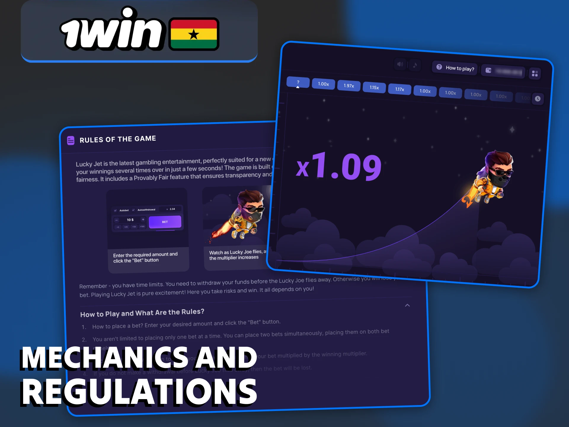 Place a bet at 1Win Lucky Jet and grab your winnings.