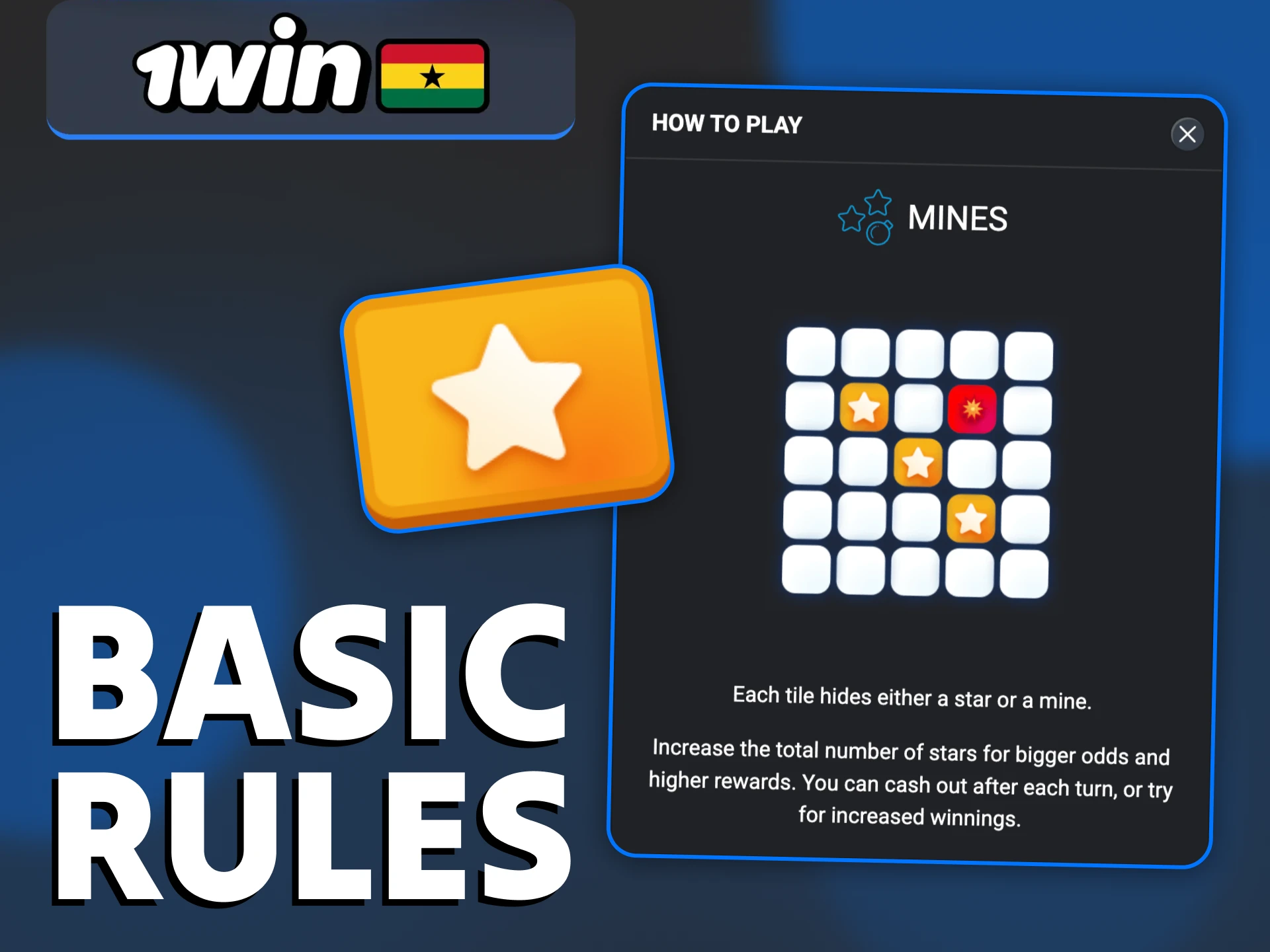 1Win Mines game is easy to understand and play.